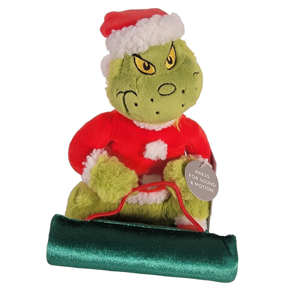2024 Hallmark Grinch on Sled in Santa Costume Motion Sound You're a Mean One